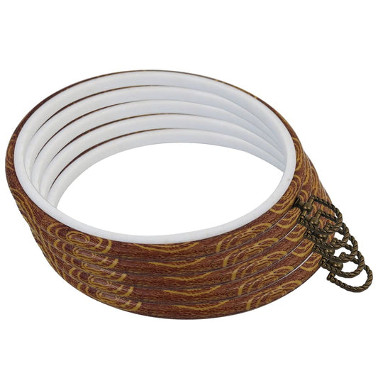 5 Pieces 8 Inch Round Embroidery Hoops, Imitated Wood Embroidery Hoop Frames for Display, Durable Cross Stitch Hoop for Hand Embroidery, Fabric Painting & Home Decorations