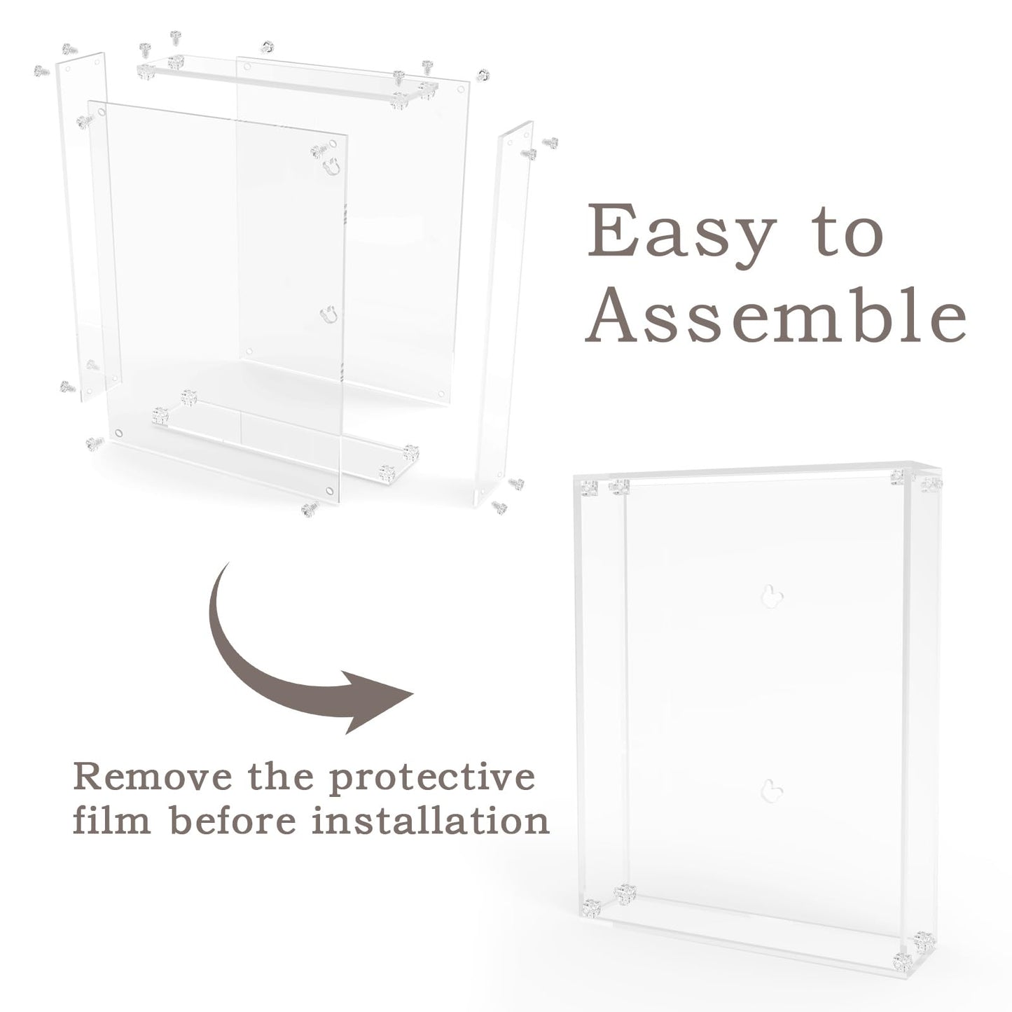 11x14 Acrylic Shadow Box Frame Large 2.5" Deep Shadow Box Display Case Clear Shadowbox Memory Box for Wedding Bouquet,Memorabilia,Dried Flowers,Wall Mount & Tabletop, Easy Assembly, 1 Pack