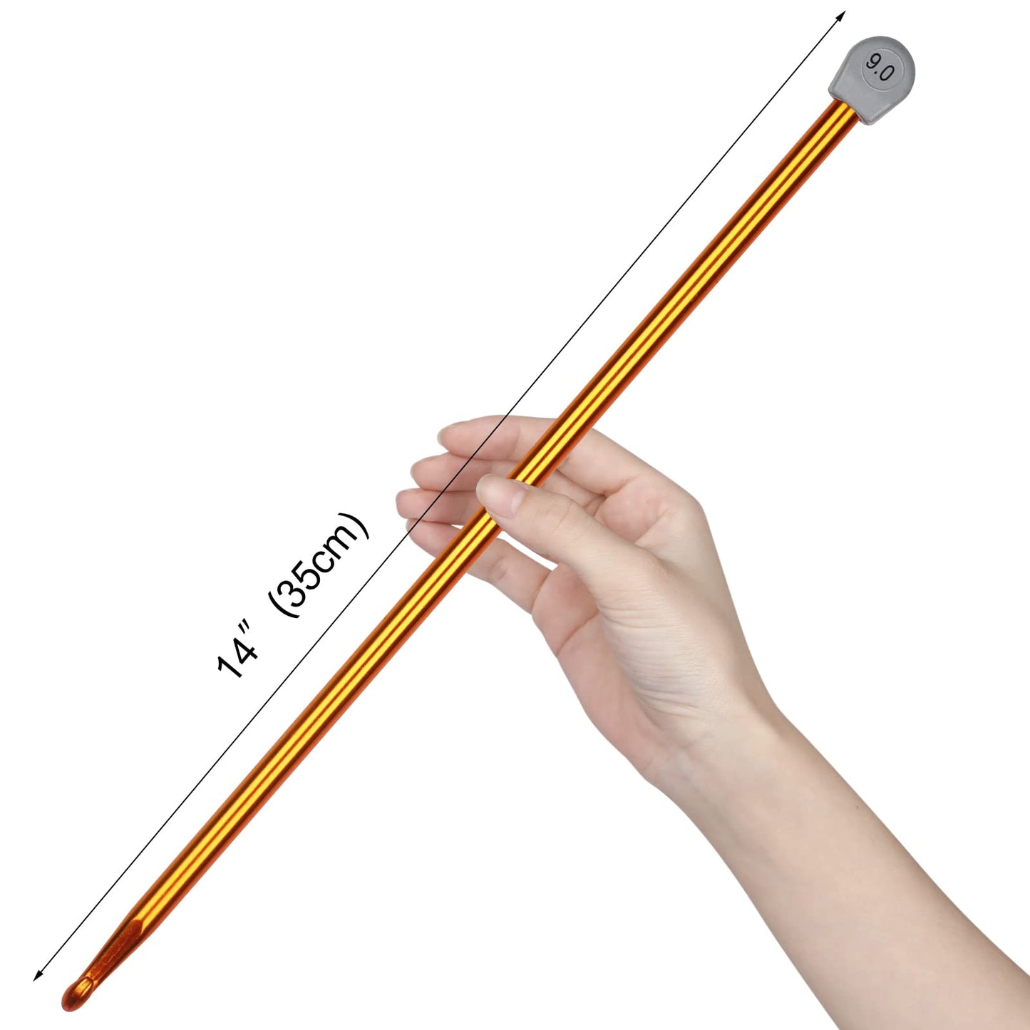 Coopay Tunisian Crochet Hook 9mm, 1PCS Extra Long Crochet Hook 13.8in Afghan Crochet Needle for Crocheting, Large Size Tunisian Crochet Needles for Beginners, Great Knitting Crochet Supplies