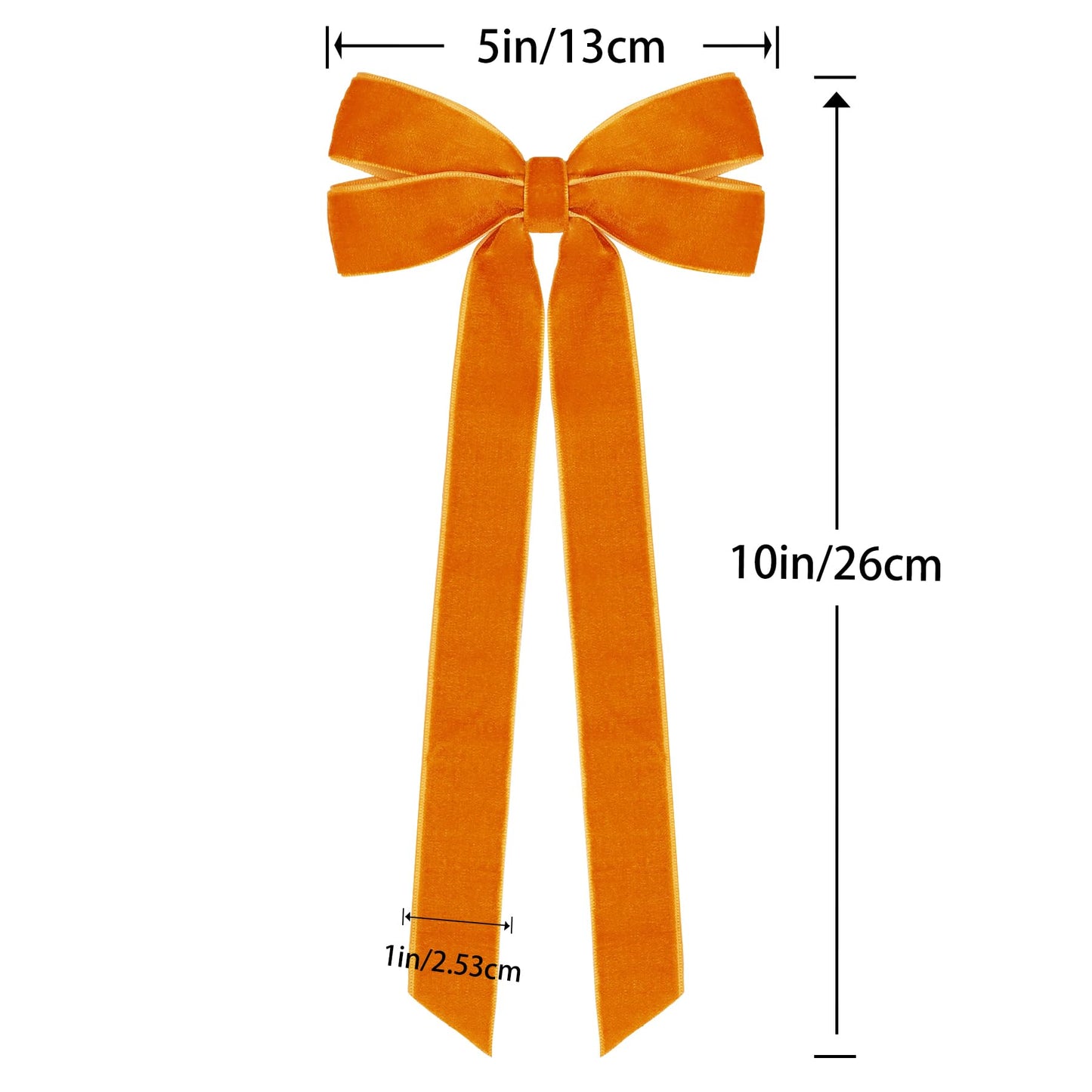 12Pcs Fall Velvet Ribbon Bows Tree Decorations,5in x 10in Orange Christmas Ornaments for Tree Home Thanksgiving Party Front Door Wreath Holiday Decor