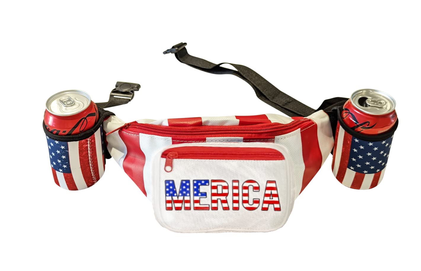 HandinHandCreations USA Merica Beverage Belt Fanny Pack Holster All American Classic Costume 4th of July