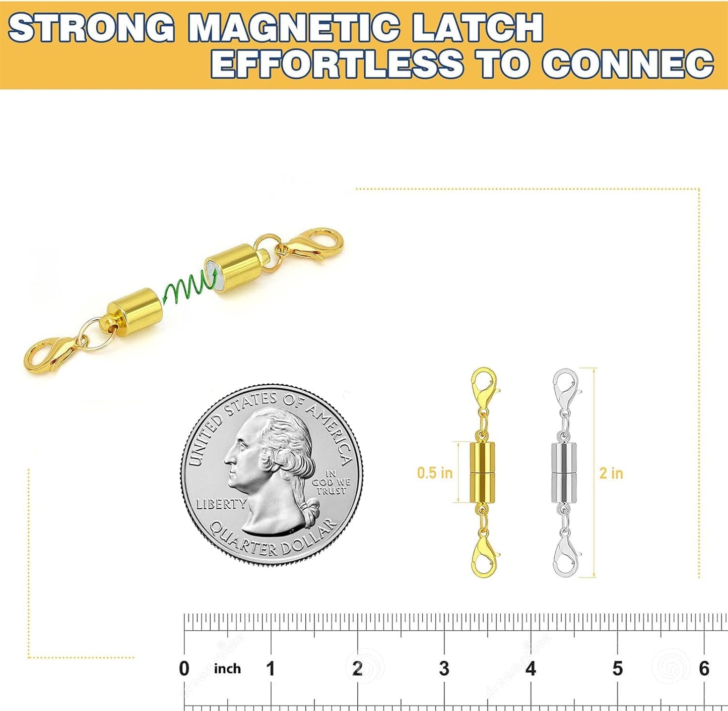 12 Pack Magnetic Necklace Clasps and Closures. Necklace Jewelry Extender with Strong Magnet. for Jewelry Necklace Bracelet Making. Gold and Silver Plating (12Pcs | Silver Cylinder)