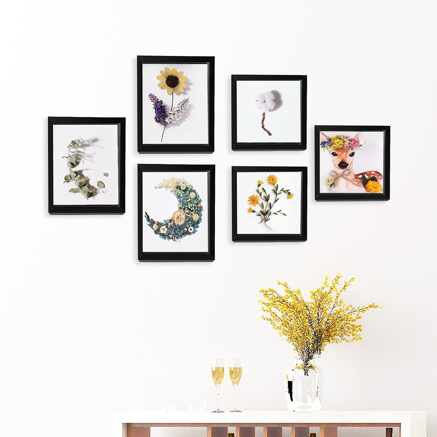 8x8 Shadow Box Frame Display Case, Wood with Plexiglass, Display Case Box for Memorabilia, Medal, Crafts,Tickets and Photos, Picture Frame for Wall and Tabletop (Black, 8x8)