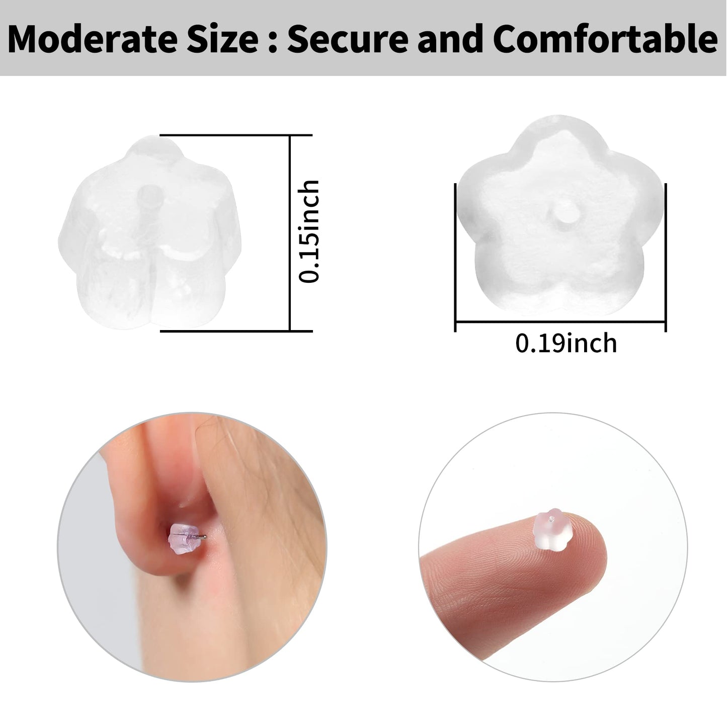Rubber Earring Backs Soft Clear Earring Backings for Studs Hypoallergenic Silicone Earrings Backs Stopper Replacement for Women (50 Pcs)