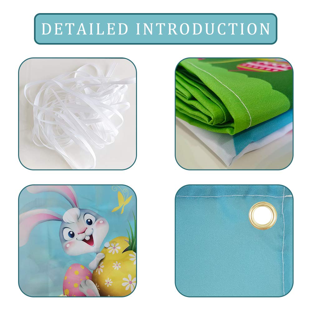 Happy Easter Banners, Welcome Spring Easter Themed Party Banner, Lawn Sign Backdrop Banner for Indoor Outdoor Easter Party Supplies(9.8 x 1.5ft)