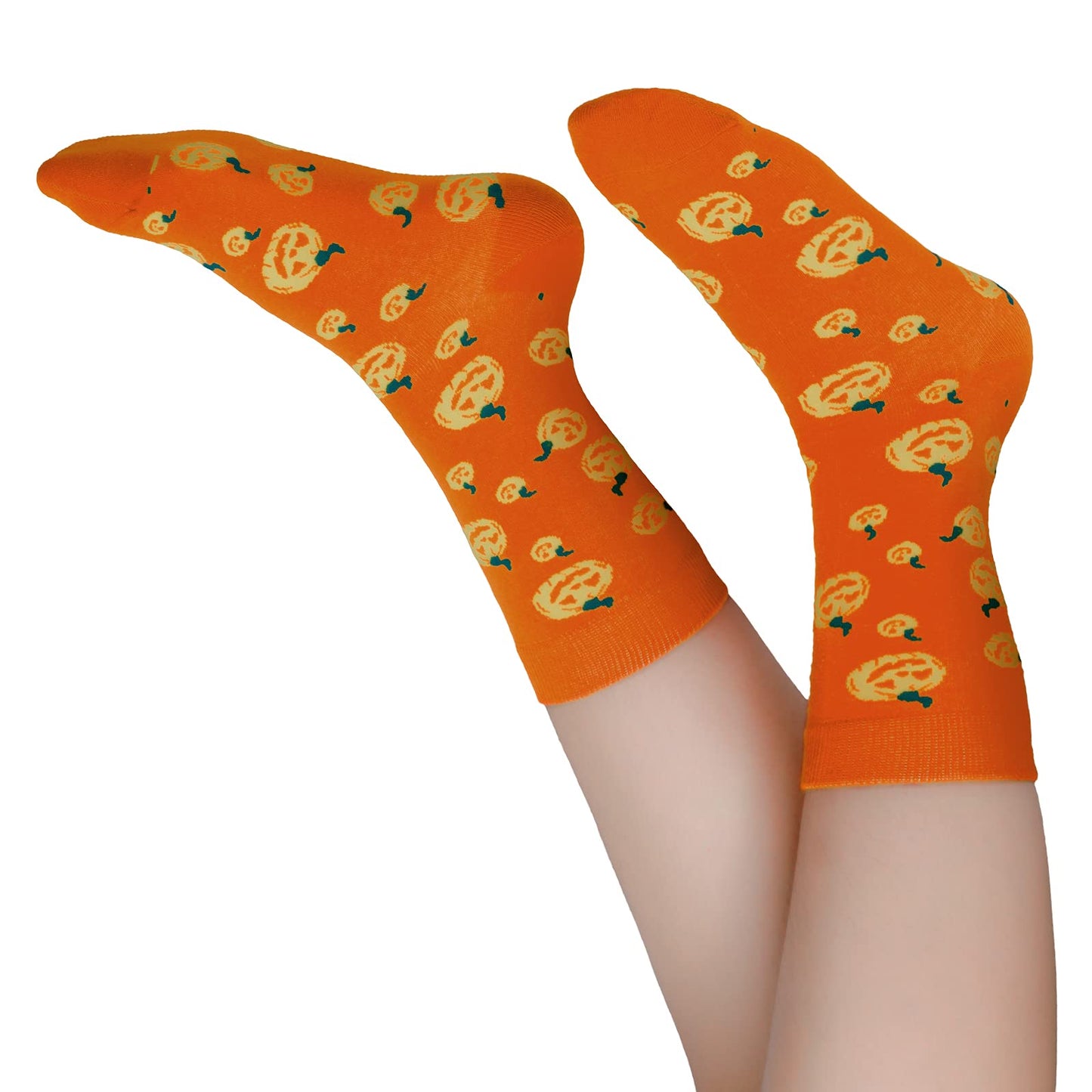 4 Pairs Thanksgiving Autumn Fall Socks Turkey Maple Leaf Pumpkin Mushroom Novelty Crew Socks for Women Men (Classic Warm Color)