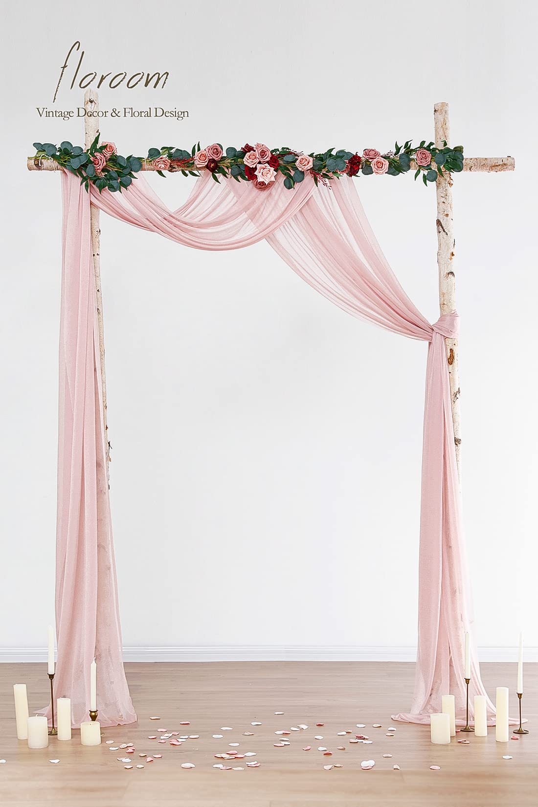 Wedding Arch Draping Fabric 2 Panels 20Ft Dusty Rose Chiffon Fabric Drapes Arbor Drapery Wedding Ceremony Reception Swag Decorations