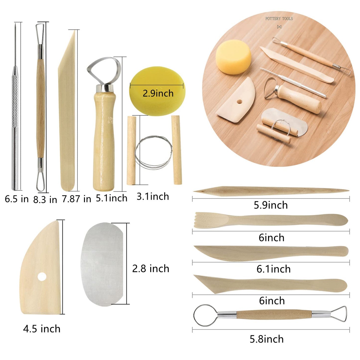 28pcs Polymer & Pottery Sculpting Tools Set,Ceramic Tools, Modeling Clay Supplies Tools Kit for Carving,Trimming,Sculpture,Beginners