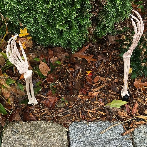 Halloween Skeleton Stakes Decorations, Creepy Hands Arms with Lawn Stakes, Realistic Skeleton Bones for Outdoor Party Yard Lawn Garden Graveyard Haunted House Decor