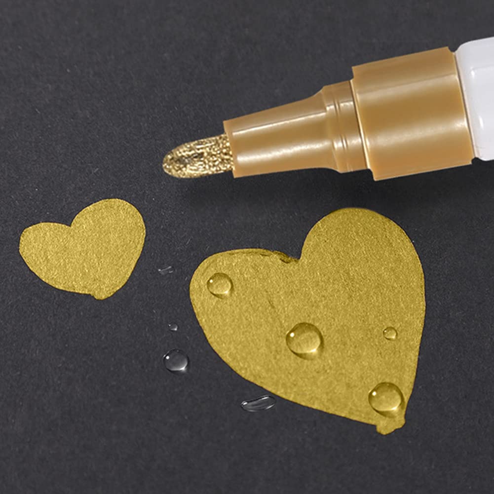 4-Color Paint Pens for Rock Painting, Stone, Ceramic, Metal, Glass, Wood, Fabric, Canvas, 6 Pack Permanent Oil Based Paint Markers, Medium Tip, 2 Extra Chisel Tips, High Volume Ink, 2X Lifespan