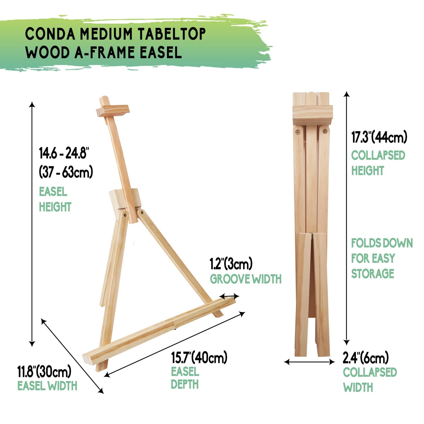 25'' Folding Wooden Tabletop Easel for Painting, Hold Canvas up to 23 Inches, Portable A-Frame Artist Desktop Painting Stand, Photo Picture Sign Holder