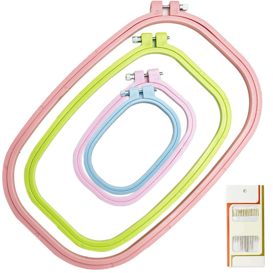 4 Size Colorful Embroidery Hoop Rectangle Square Embroidery Frame Cross Stitch Hoop Sewing Tool for Art Craft Handy Sewing (Multicolor),LAMXD Embroidery Hoop