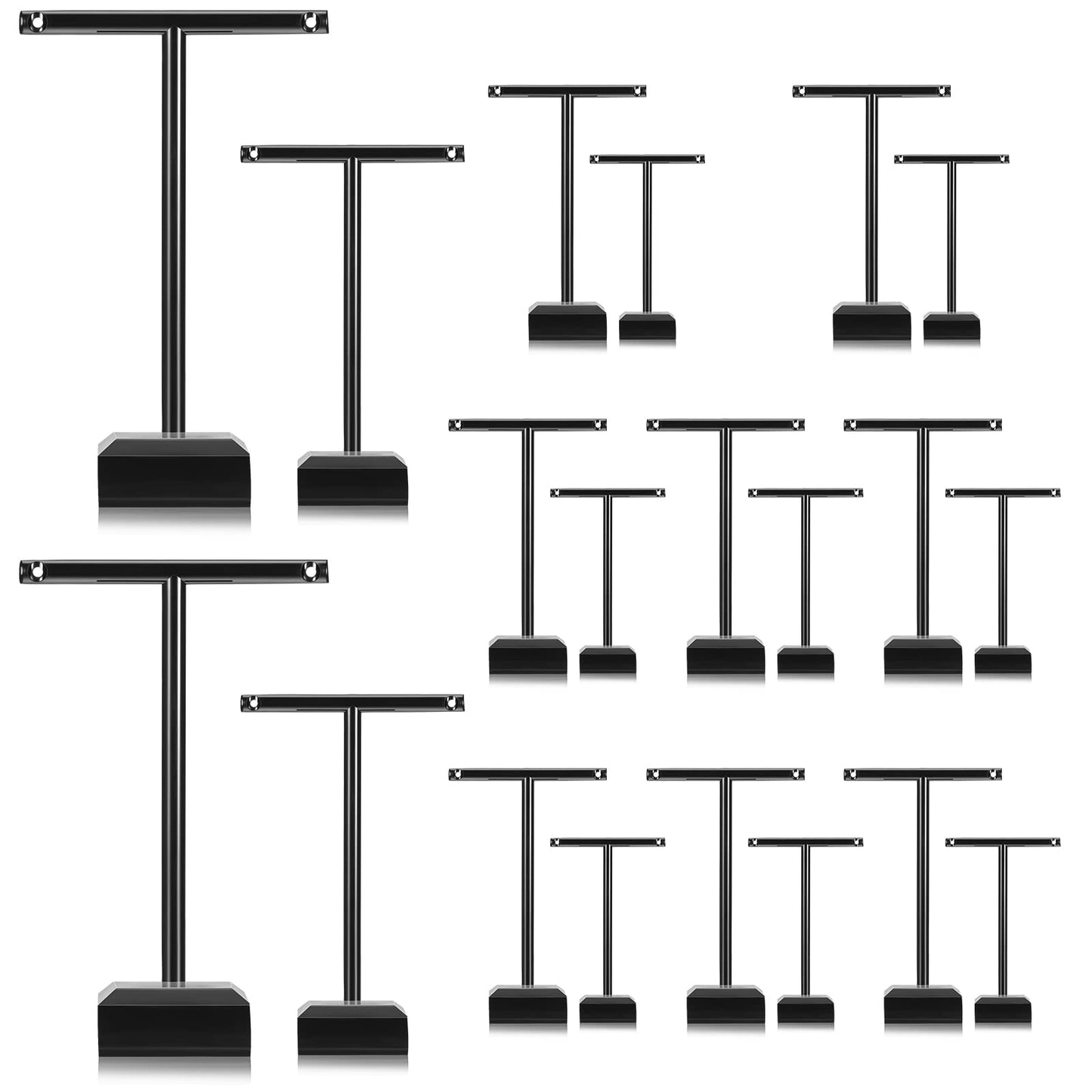 Acrylic Earrings Display Holder T-bar Earrings Stand Holder Tree Stand Countertop Hanging Jewelry Organizer for Necklaces Bracelet(Black,6 Pieces)
