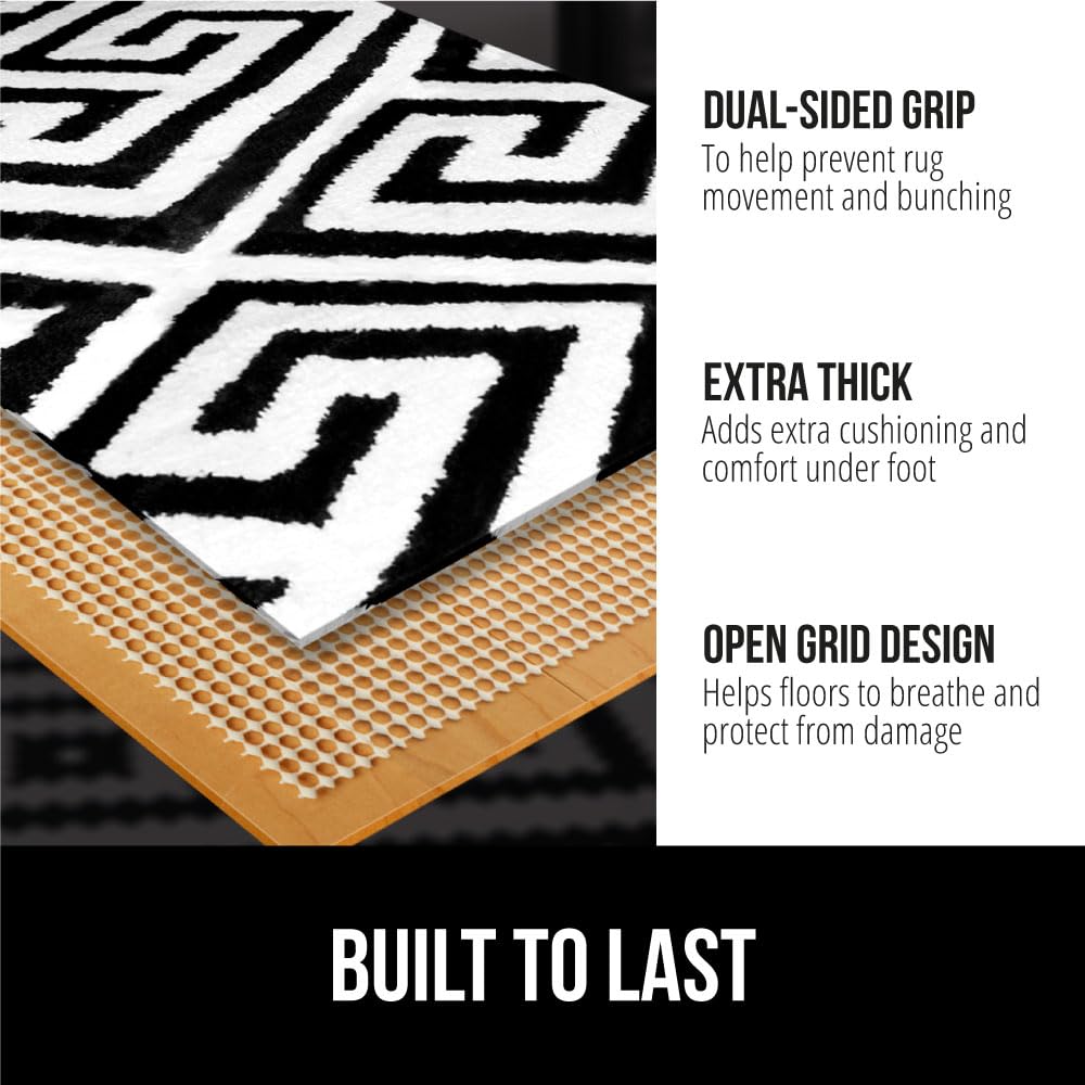 Strong Rug Pad Gripper, 2x4 FT, US Designed, Grips Help Keep Area Rugs Safe and in Place, Slip and Skid Resistant Pads for Hard Floors, Under Carpet Mat Cushion and Hardwood Protection