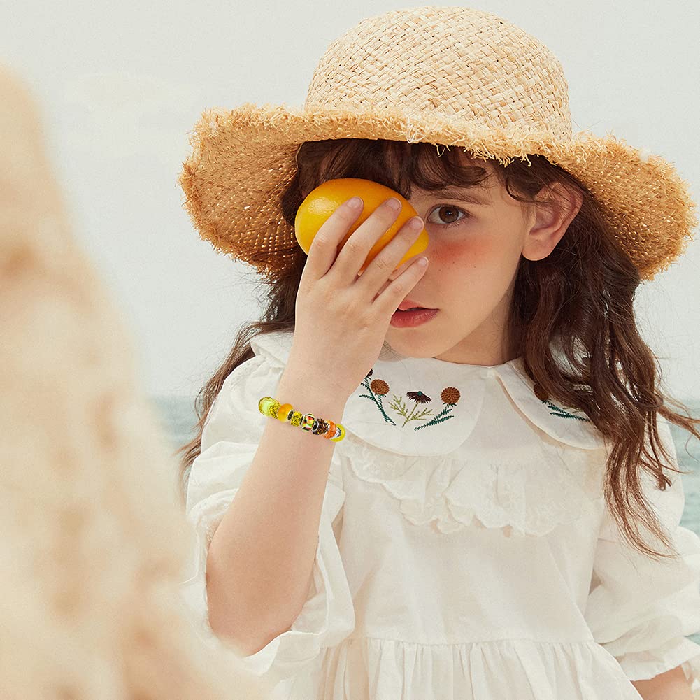 Aipridy Assortment European Large Hole Beads Spacer Beads Rhinestone Craft Beads for DIY Charms Bracelet Jewelry Making (Green-Orange-Lemon)