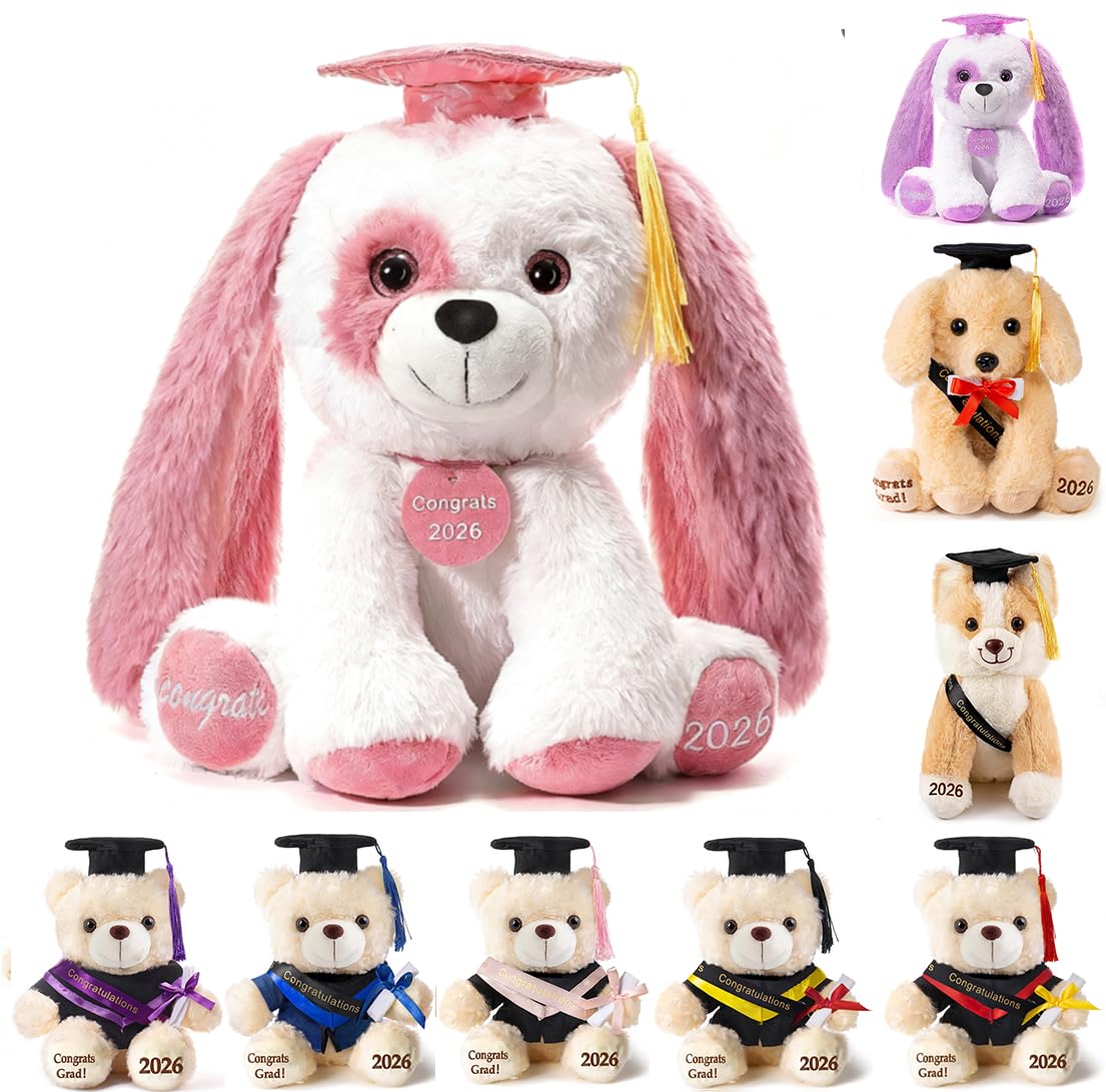 Oukiwi Graduation Gift 8 Inch Graduation Stuffed Animal Graduation Plush Stuffed Animal (Pink)