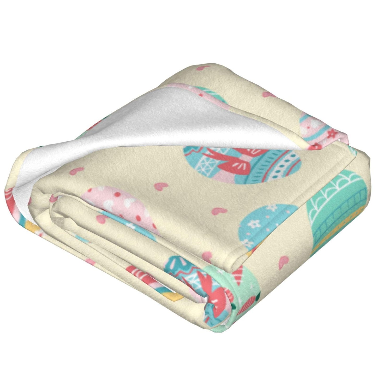 Happy Easter Day Eggs Throw Blanket, Cute Soft Ligtweight Fleece Blanket, Yellow Durable Cozy Anti-Pilling Flannel Blanket for Baby Kids Girls Gift Home Decor 40x50 inches