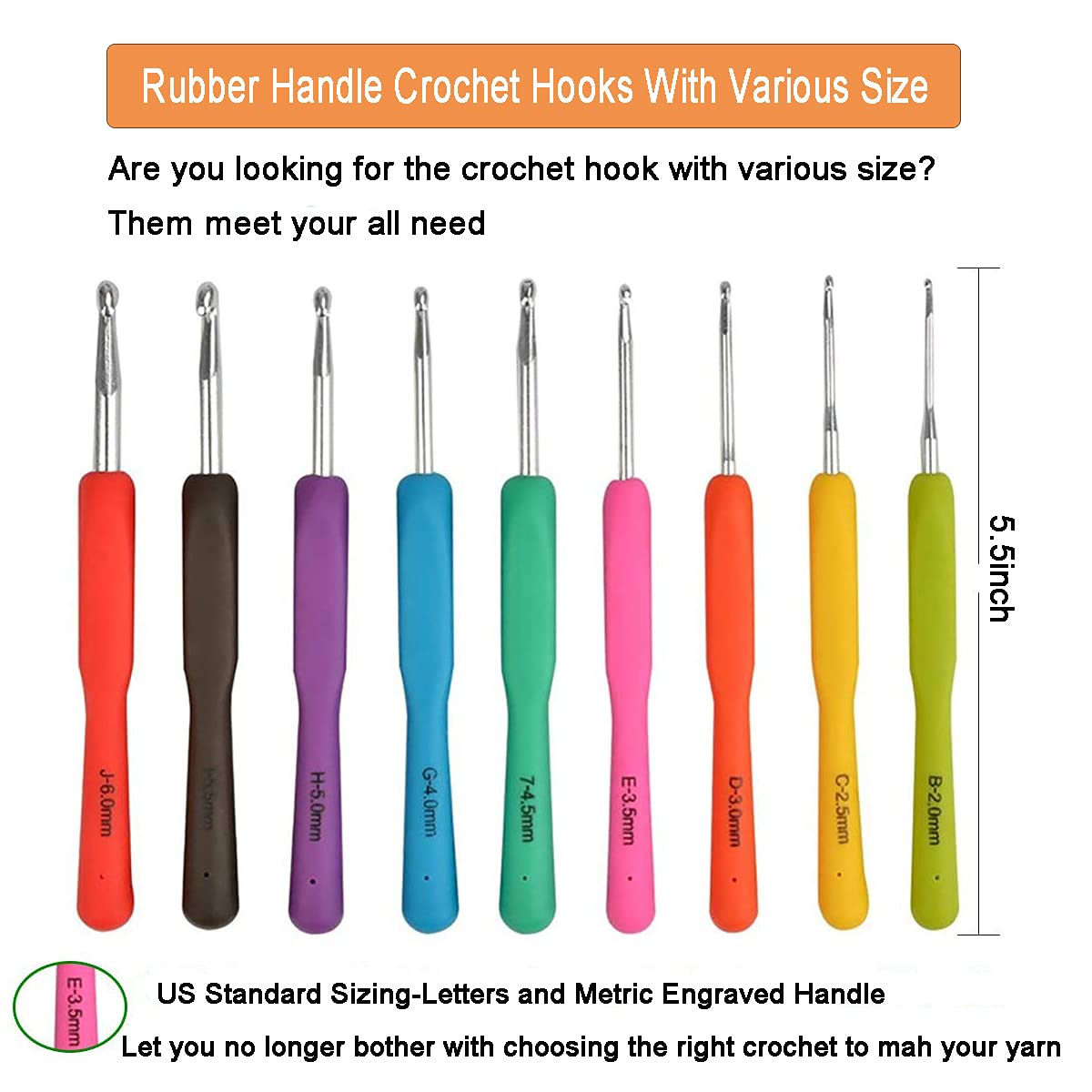 KOKNIT Crochet Hooks Set with Storage Case - 9 Soft Grip Ergonomic Crochet Needles,12 Coloured Aluminum Yarn Crocheting Crochet Hooks,Crochet Kit with Crochet Supplies and Accessories