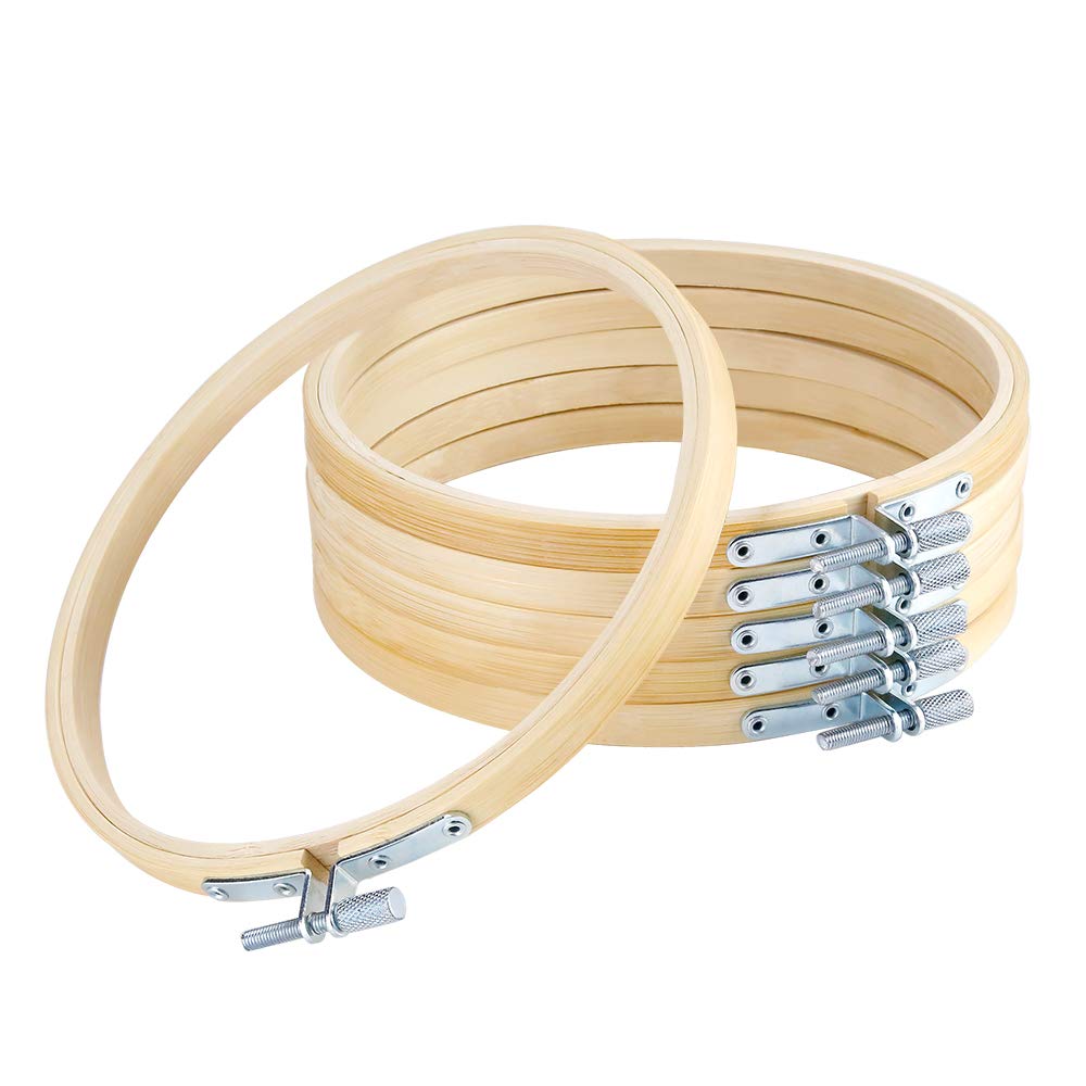 6 Pieces 6 inch/ 15cm Round Embroidery Hoops Bamboo Circle Cross Stitch Hoop Rings for Craft Sewing