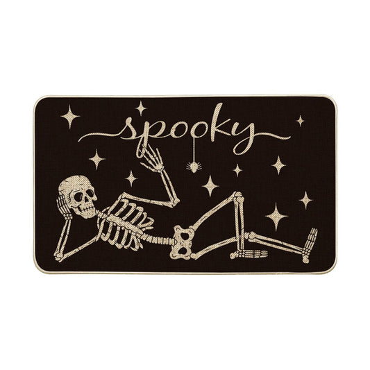 Artoid Mode Spooky Skeleton Spider Bone Black Halloween Doormat, Home Decor Low-Profile Switch Rug Door Mat Floor Mat for Indoor Outdoor 17x29 Inch