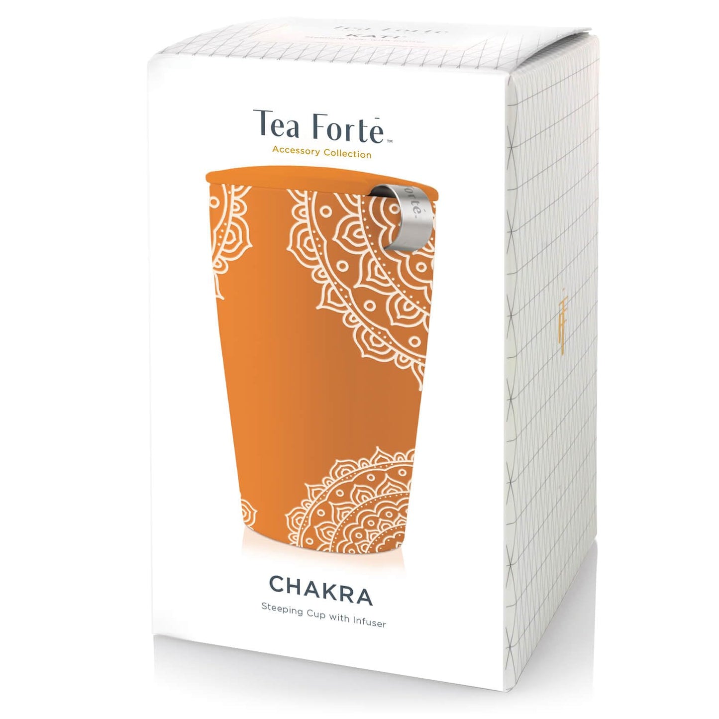 Tea Forte Double-Walled Ceramic Kati Cup, Removable Stainless Steel Infuser Basket and Lid, Steeps 12 oz Loose Leaf Tea, Dishwasher & Microwave Safe, Chakra