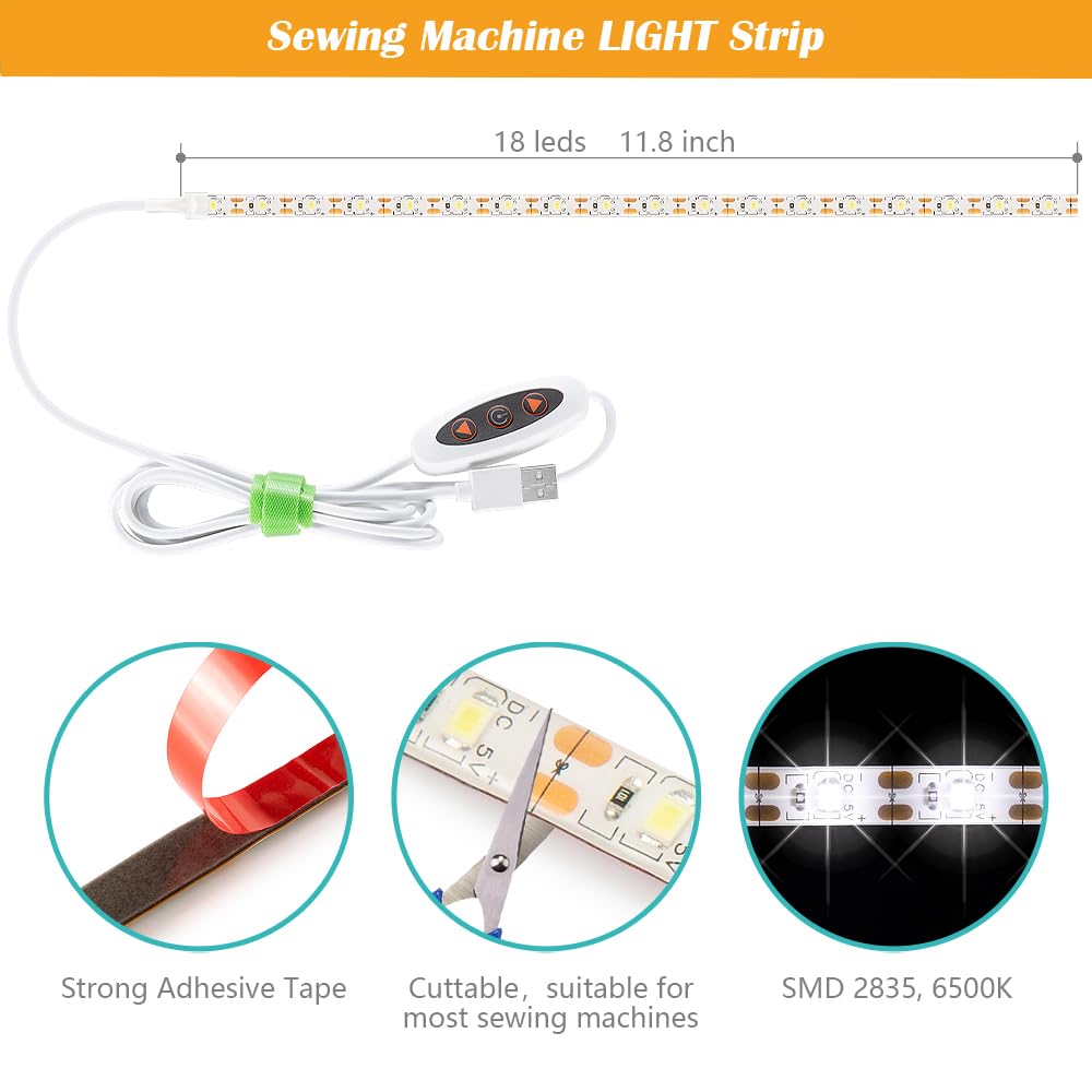 Sewing Machine Light Strip Sewing Machine Lights LED Strip LED Sewing Machine Light Strip, Adhesive LED Sewing Light Strip Multi Level Dimmable Decorative Light Strip, Suitable for Sewing Machines