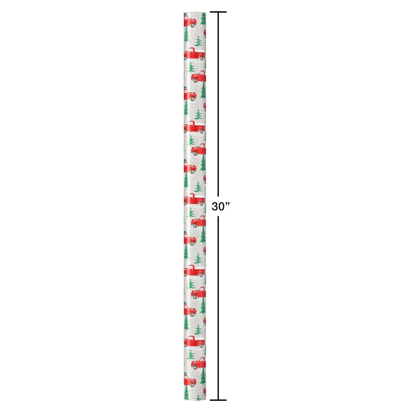 Reversible Christmas Wrapping Paper Rolls, Silver and Red Holiday Gift Wrap (120 sq. ft., 4 Rolls-30 in. x 12 ft.) Little Red Truck Hauling a Christmas Tree, Reindeer, Plaid