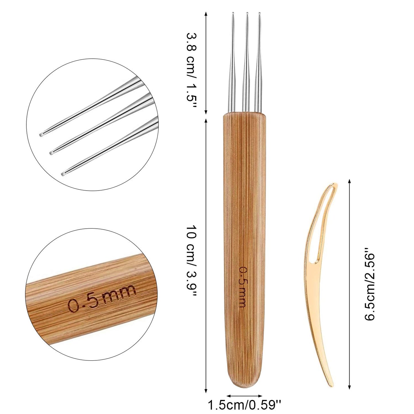 AUGSUN Dreadlock Crochet Hook Tool,Braid Hair Dreadlocks Needle, Interlocking Tool for Locs,Weaving Crochet for Braid Craft Knitting Needles (0.5mm)