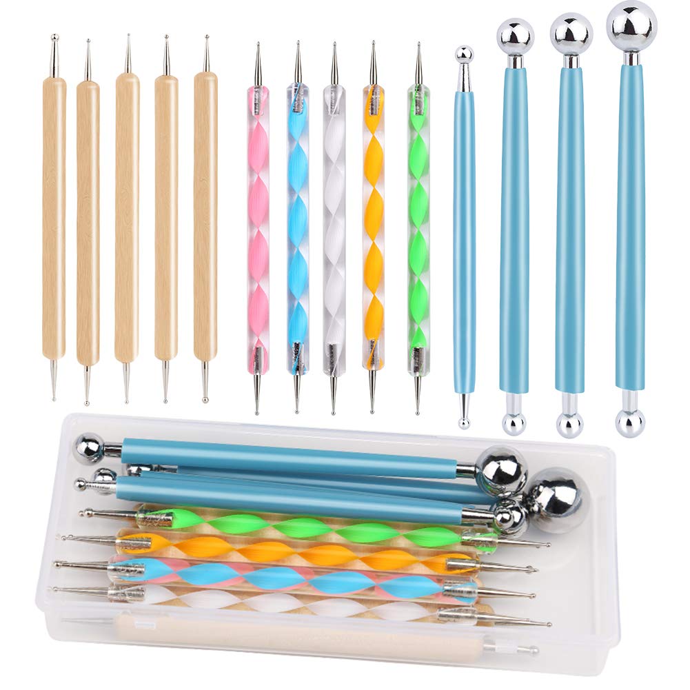 14 Pcs Dotting Tools Ball Styluses with Box, Dotting Tools Set Rock Painting, Pottery Clay Modeling Embossing Nail Art