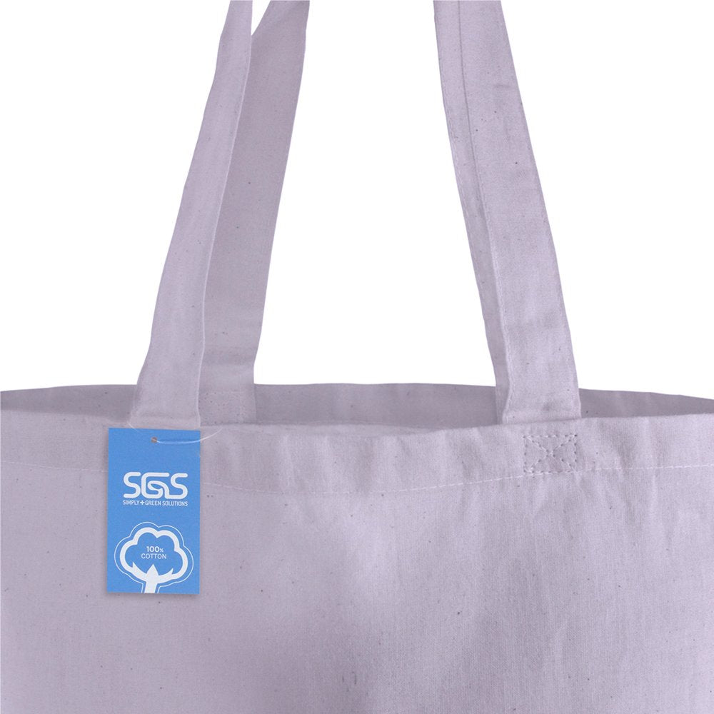 Simply Green Solutions Reusable Cotton Cloth Grocery Craft Bag, 15 x 16 Reusable Tote with Handle, Pack of 5, Lavender
