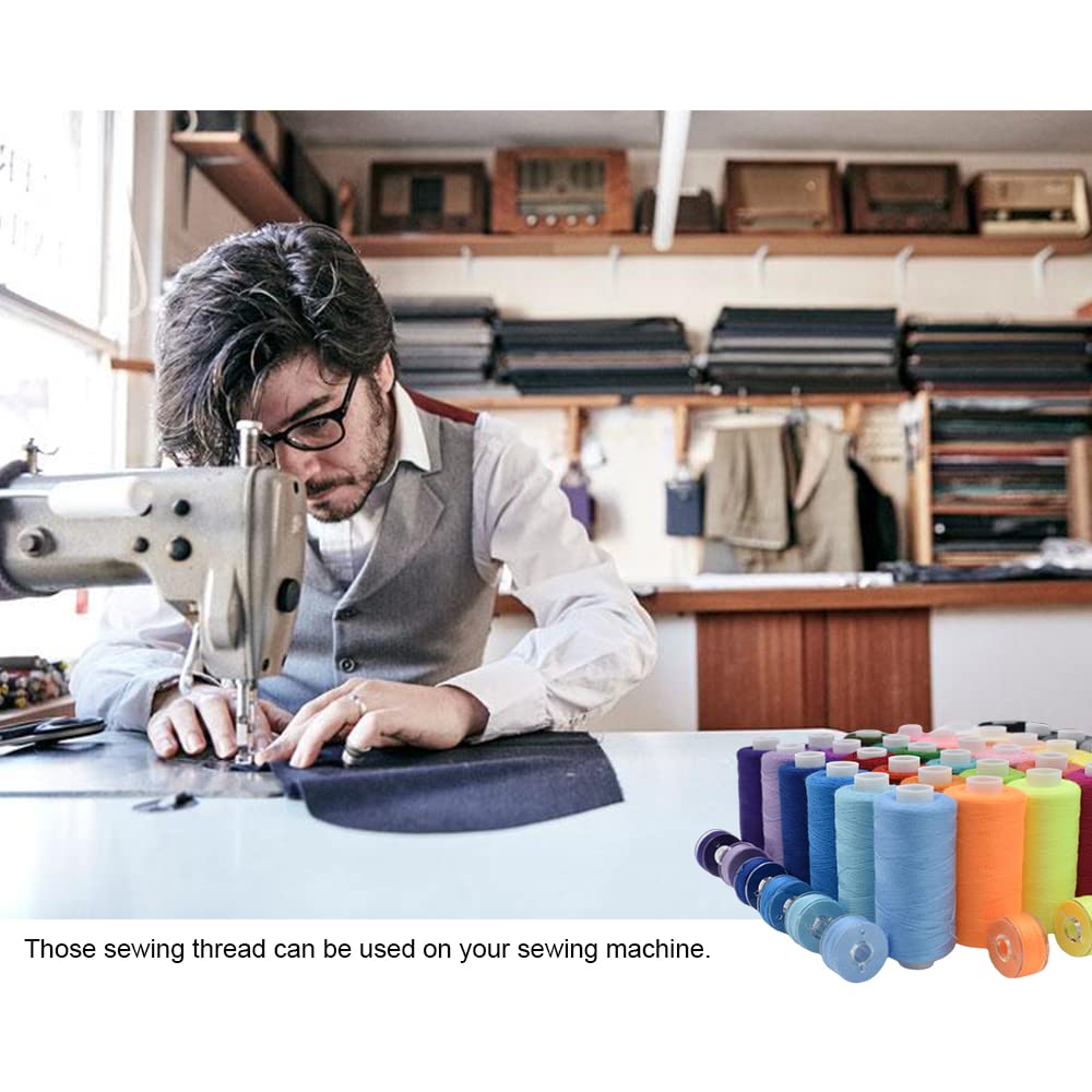 SHRJ 72Pcs Bobbins Sewing Threads Kit, 36 Colors 400 Yards per Polyester Thread Spools Prewound Bobbin with Case for Hand Machine Sewing, Emergency and Travel, DIY and Home