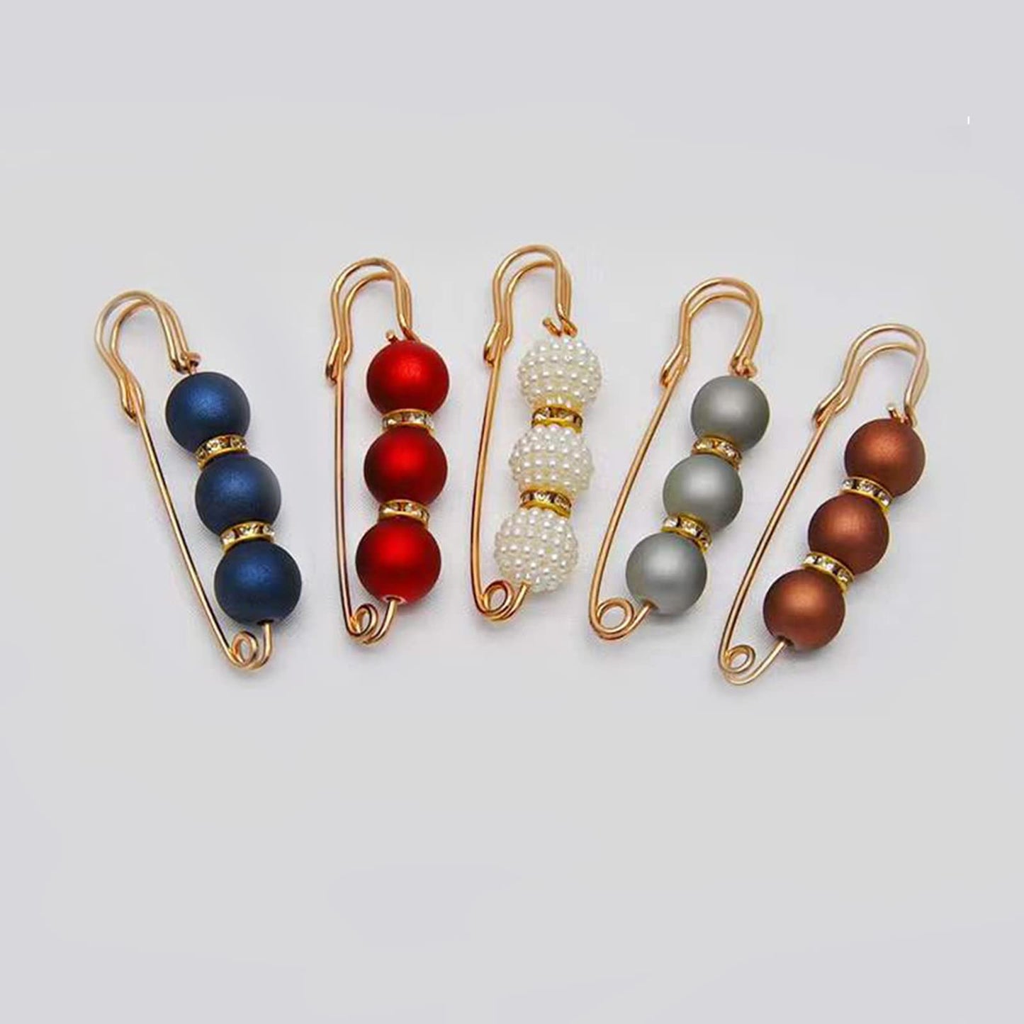 5 Pcs Pearl Brooch Pins for Women Fashion, Brooch Pins for Crafts, Sweater Shawl Clip Double Gold Brooch Pins for Women，Waist Pants Extender Safety Pins (Mixed color)