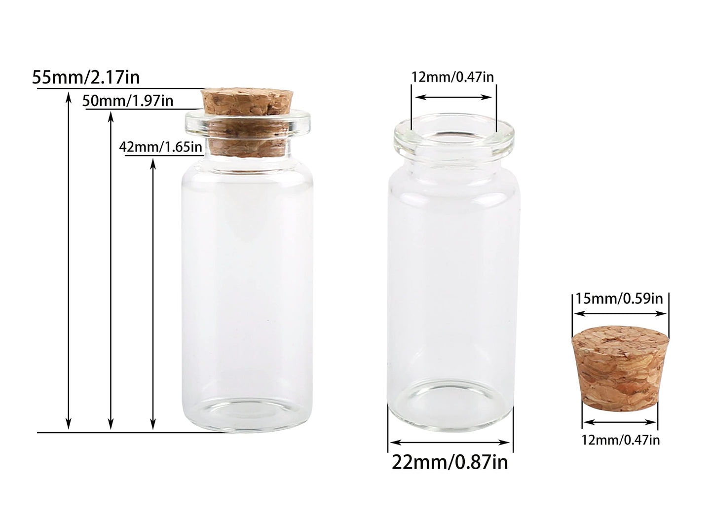 MaxMau 25pcs Small Glass Bottles with Cork Stoppers DIY Art Craft Storage 10ml Mini Glass Vials,Tiny Jars for Wedding Party Favors Home Decoration with Connection Accessories Twine Bell