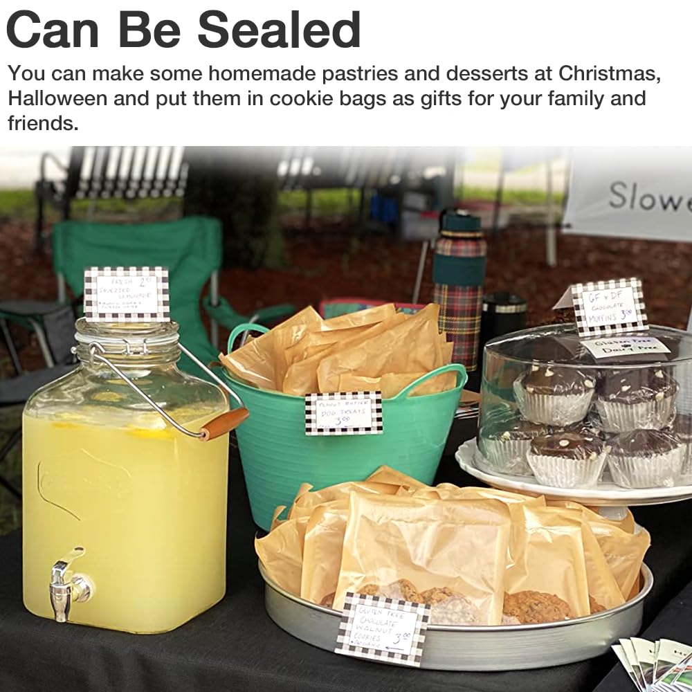 Goalfly 200 Pcs Bakery Bags with Window, 7.1 x 7.5 Inches Paper Donut Bags To Go, Pastry Bags for Baked Goods, Cookies, Treats, Candies, Sandwiches (Brown)