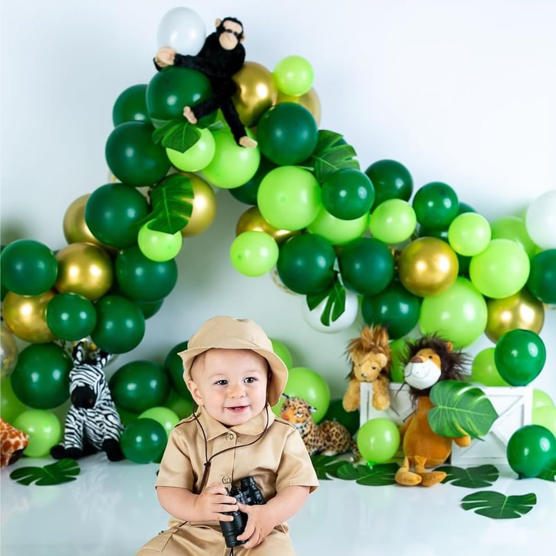 Green Balloons Dark Green Balloon Set, 50 Pcs 12 inch Different Shades Emerald Green Lime Green Confetti Latex Balloons For Jungle Safari Party Supplies