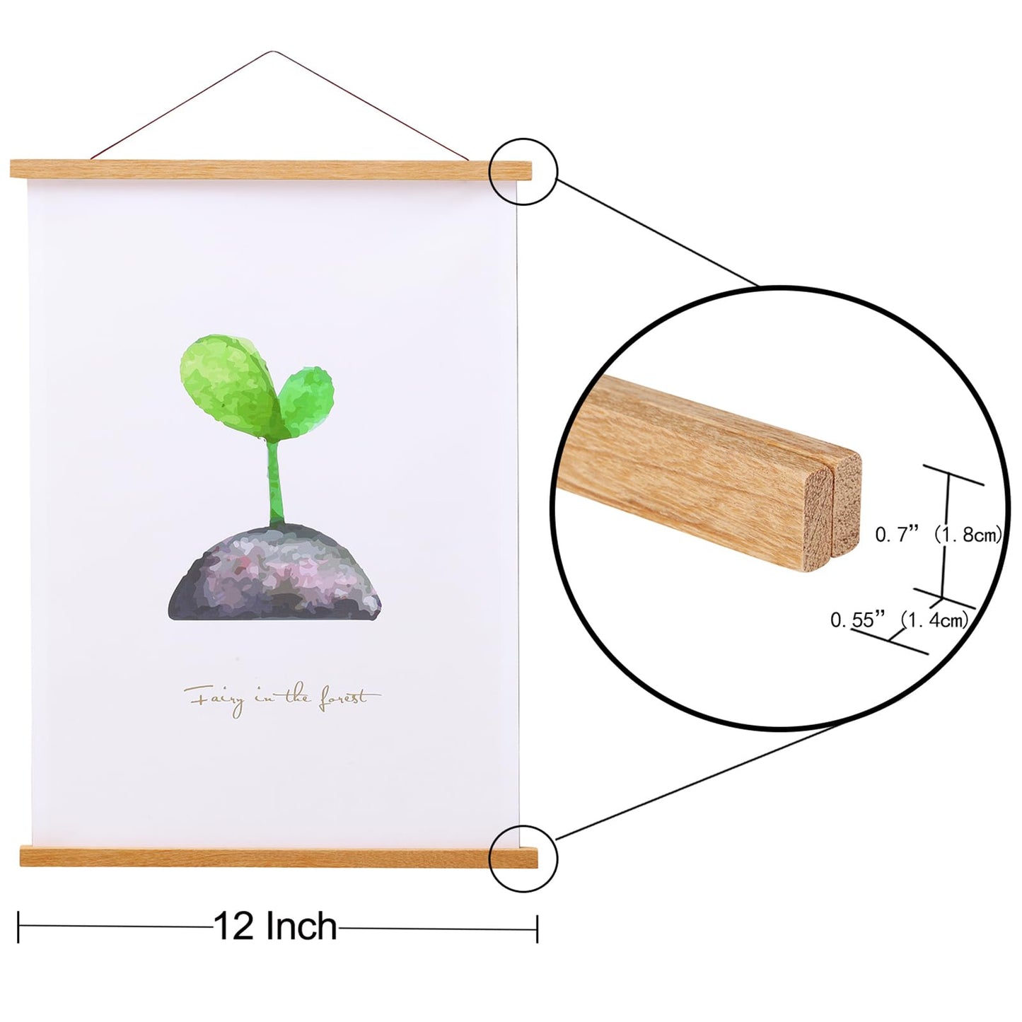 3 Pack Magnetic Poster Hanger Frame, 12x16 12x18 12x24 Teak Wood Magnet Poster Frame for Posters, Prints, Photos, Pictures, Maps, Scrolls, and Canvas Artwork