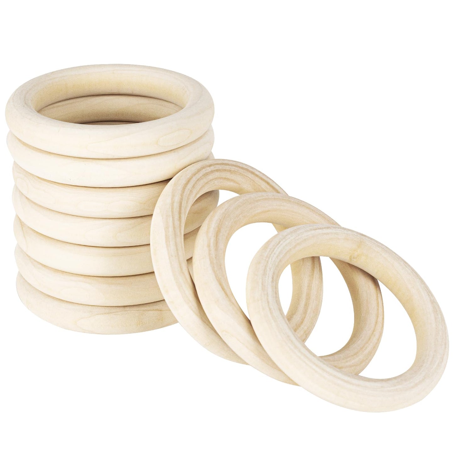50 PCS 50mm Unfinished Wooden Rings for Craft, Nature Solid Wood Rings for DIY Crafts Without Paint, Macrame Wooden Rings for Ring Pendant and Connectors Jewelry Making