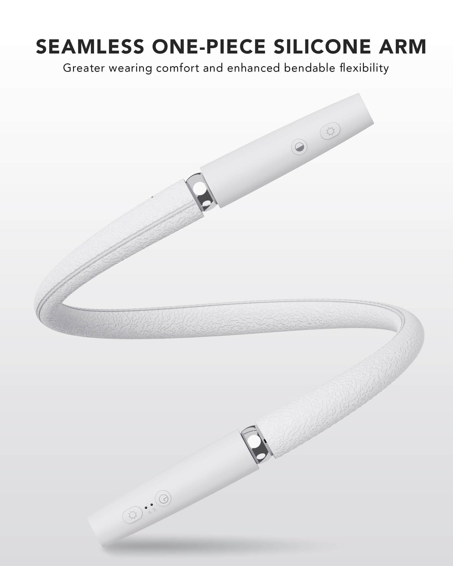 NIVAVA Neck Reading Light, Book Light for Reading in Bed [Steering Shafts Adjustment], Bendable Silicone Arm, Long Lasting LED Rechargeable Knitting Light for Camping, Repair, Crochet & Craft, White