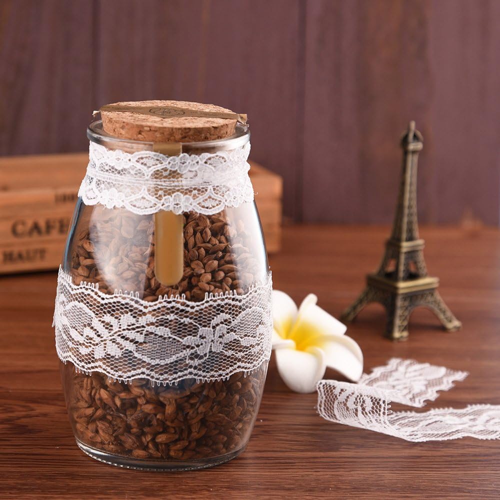 FEPITO 39.6 Yards White Lace Ribbon 12 Rolls Assorted Lace Trim Ribbon for Sewing and Bridal Wedding Scalloped Decorations