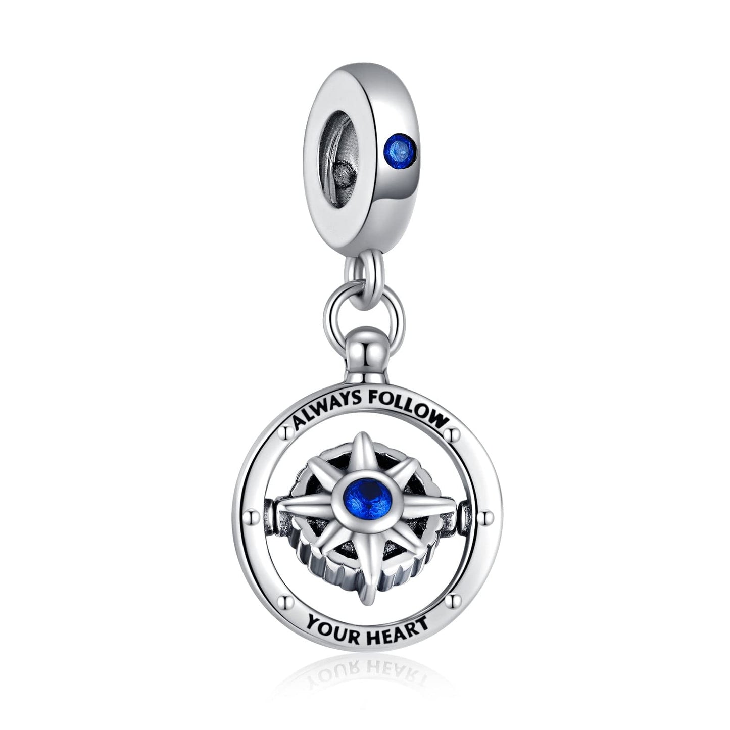 Alstade Spinning Compass Dangle Charm 925 Sterling Silver Charms fits Bracelets and Necklace Pendant Bead Charms Jewelry Present for Women Family Friends