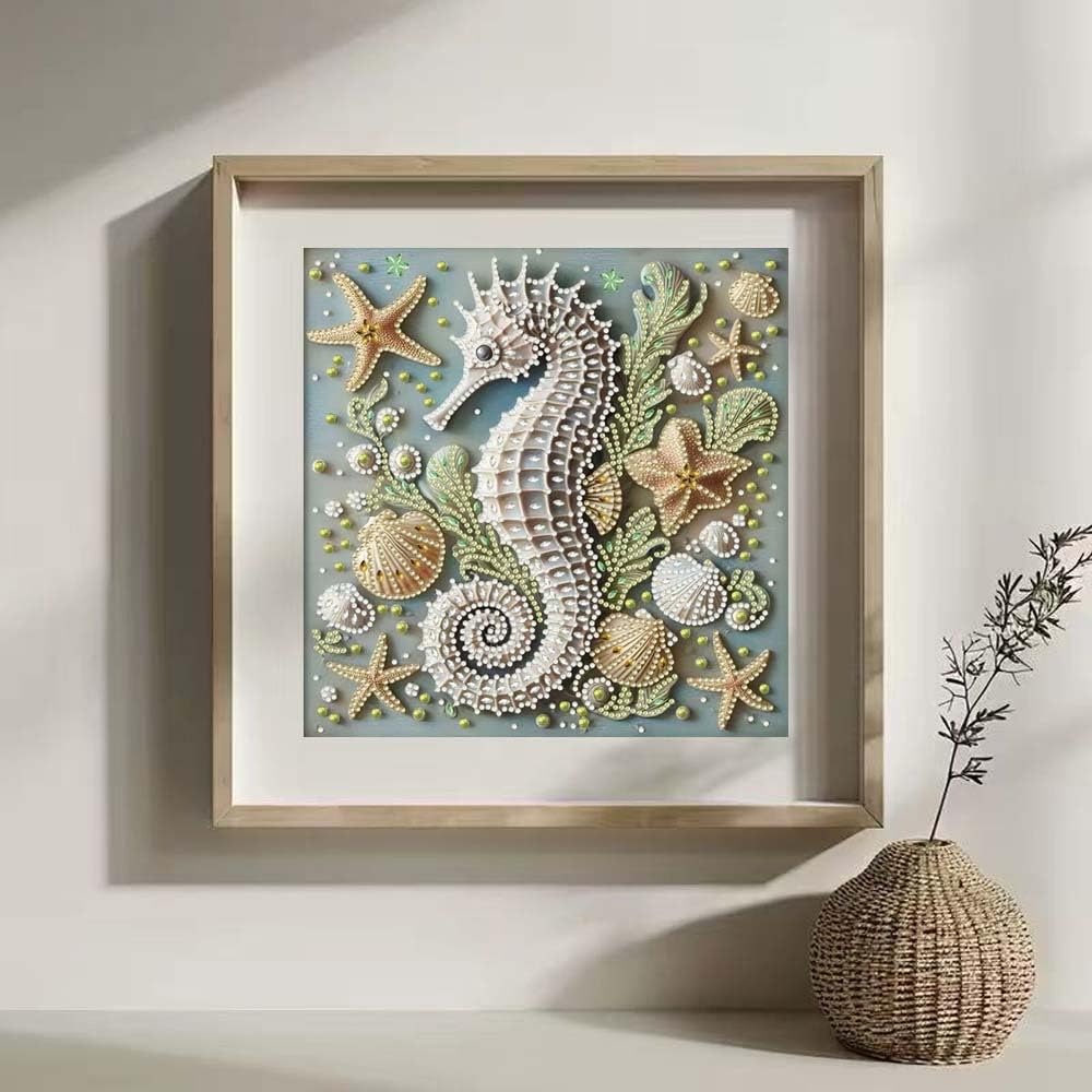 ZQEATRY 5D Special Shape Diamond Art Kits for Adults,Animal Seahorse Diamond Painting Kits for Beginners,DIY Gem Art Crystal Rhinestones Painting Kits for Home Wall Decor 12×12inch