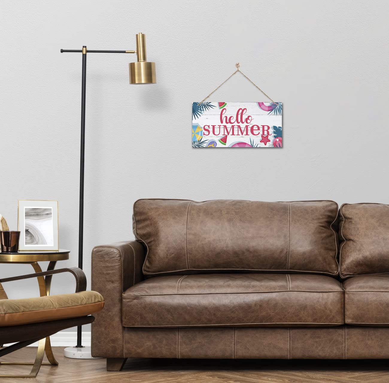 Hello Summer Wood Wall Sign, Hanging Wood Sign Home Décor, Rustic Summer Sign, Welcome Front Door Sign, Decorative Wood Wall Sign, Rustic Home Plaque Decor, Farmhouse Greenery Wood Sign