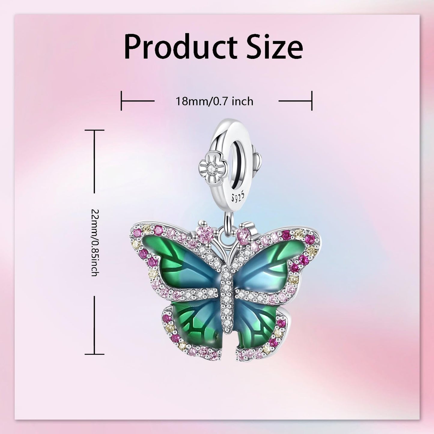 Alstade Spring Butterfly Charm 925 Sterling Silver Charms fits Bracelets and Necklace Pendant Bead Charms Jewelry Present for Women Family Friends