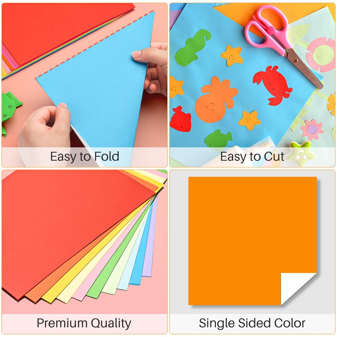 Opret Origami Paper Large, 100 Sheets 4x4 inch / 10x10cm Large Origami Paper 50 Vivid Colors Single Sided for Arts and Crafts Projects