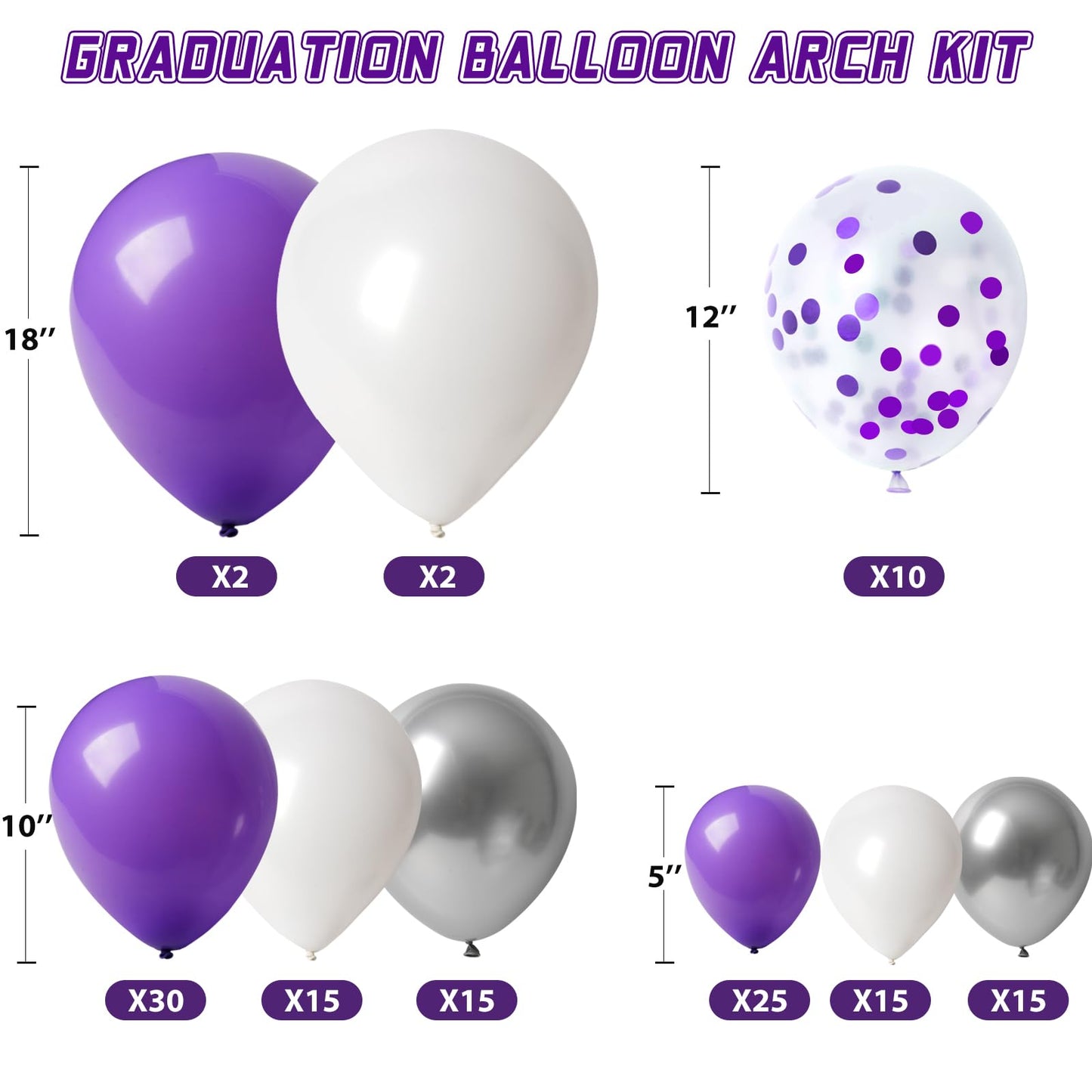 Graduation Decorations 2026 Graduation Party Decorations Set of 4 Boxes with 129pcs Balloons Arch Garland Kit Party Supplies for Any Grades Purple