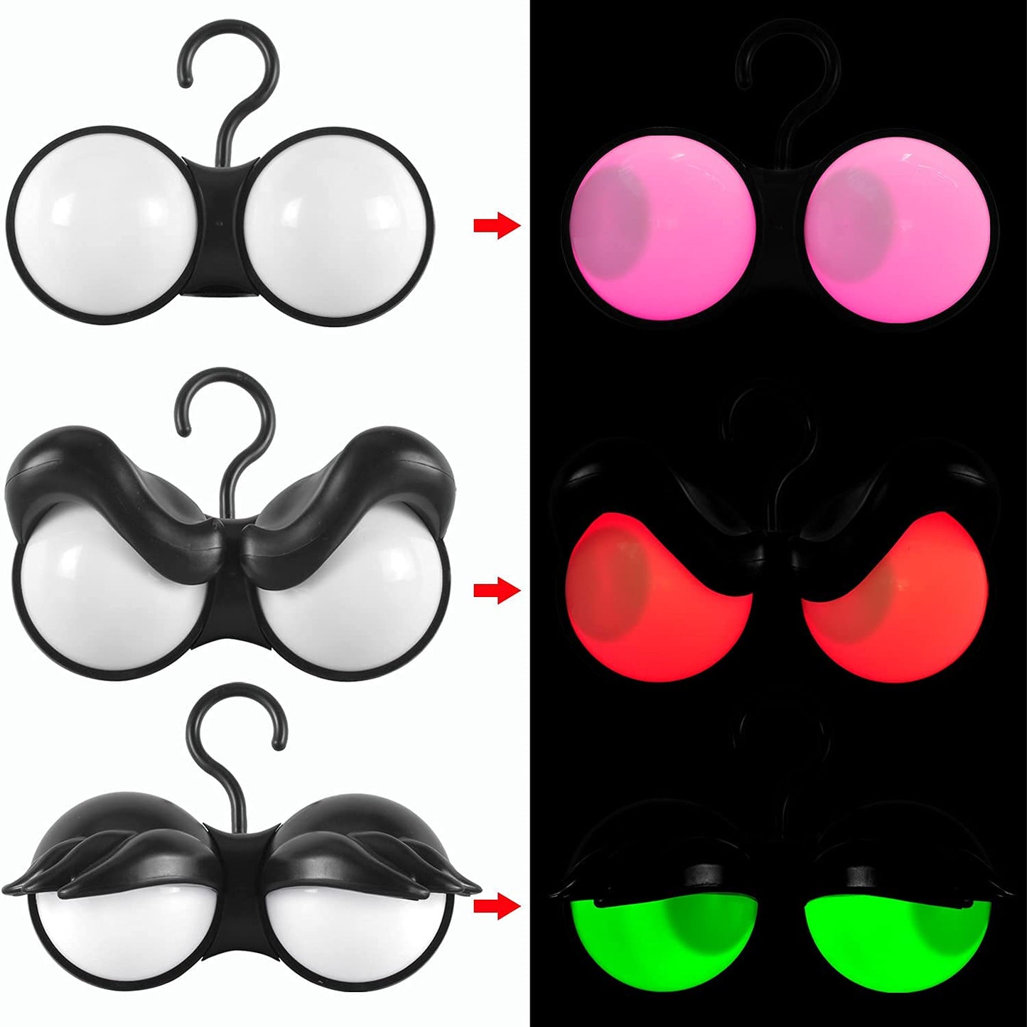 Joiedomi 3 Pack Halloween Decorations Indoor Halloween Lights with Timer Halloween Decoration Outdoor Halloween Party Supplies Halloween Flashing Eyes Decor for Yard Lawn Garden（Red,Green,Purple）