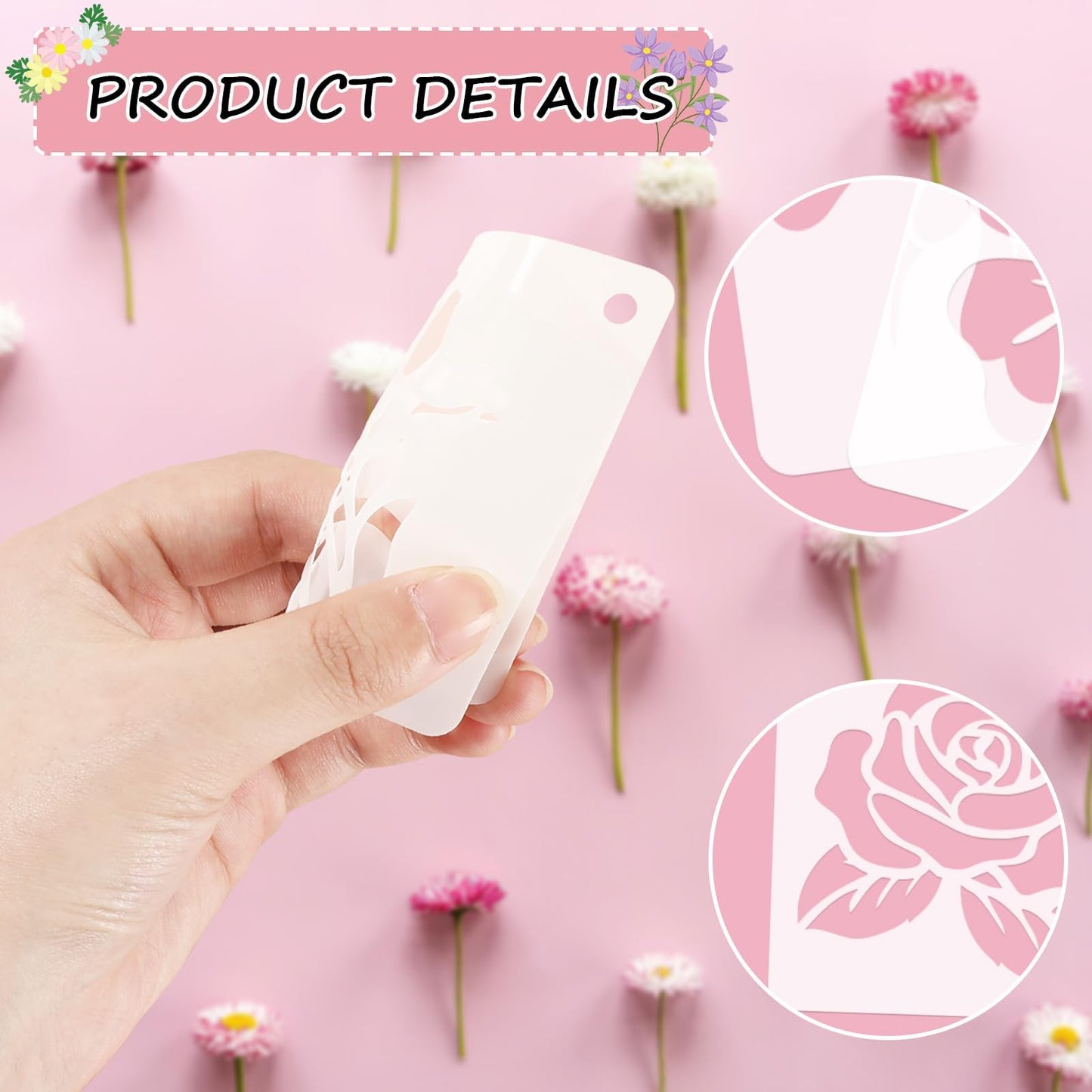 JULMELON Flower Stencils for Wood, 20Pcs Sunflower Painting Stencil Reusable Stencils DIY for Wall Floor Decor Rock Dot Painting Art Projects (3inch)