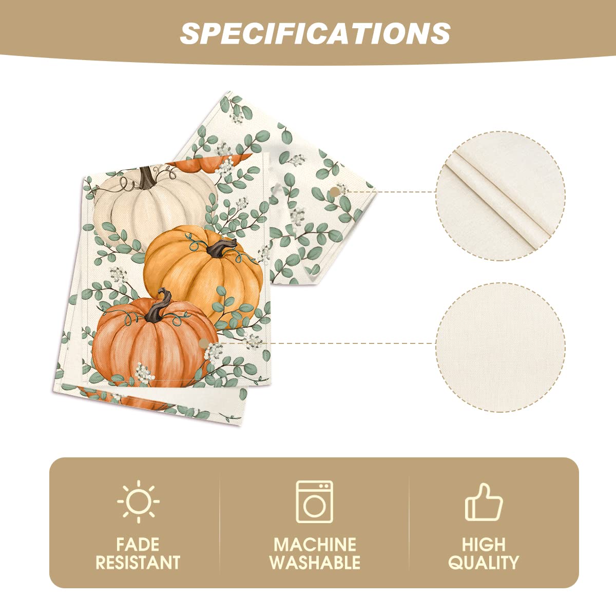 Artoid Mode Orange Pumpkins Eucalyptus Leaves Fall Table Runner, Autumn Thanksgiving Kitchen Dining Table Decoration for Home Party Decor 13x72 Inch