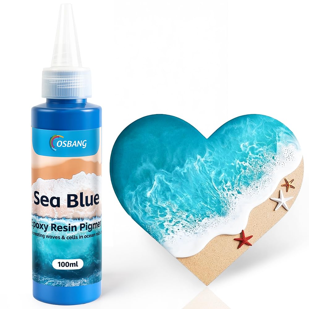 Sea Blue Epoxy Resin Pigment 100ml/3.4 fl.oz, High Concentration Liquid Colorant for Resin Art, Ideal for Creating Waves, Cells, and Unique Ocean DIY Crafts