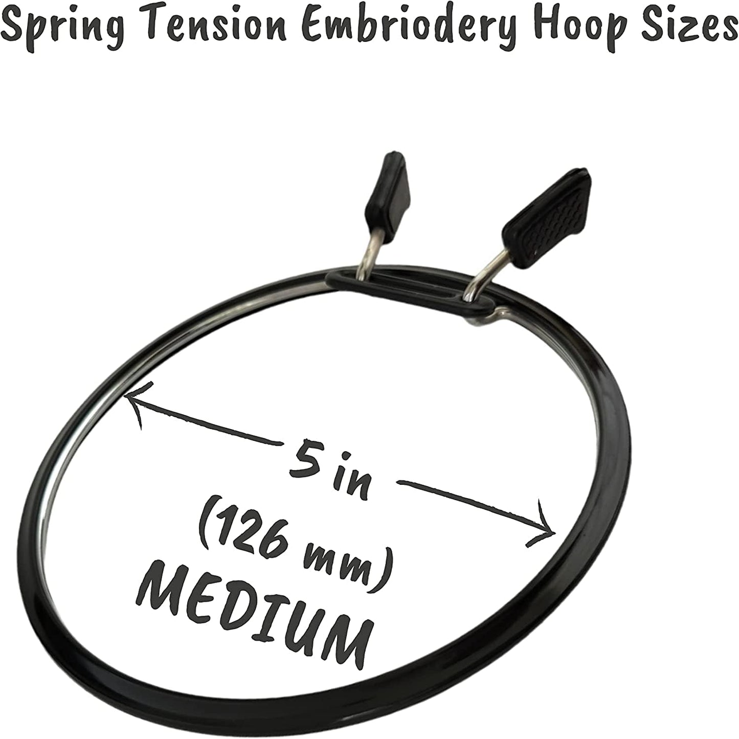 Nurge Premium Quality, Metal Spring Tension Embroidery Hoops, Cross Stich Hoop, Darning Hoops, Embroidery Tension Shed (Black, Siz Mix)